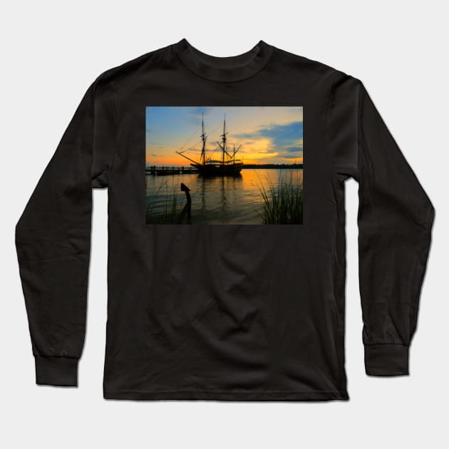 Ship silhouette Long Sleeve T-Shirt by ToniaDelozier
